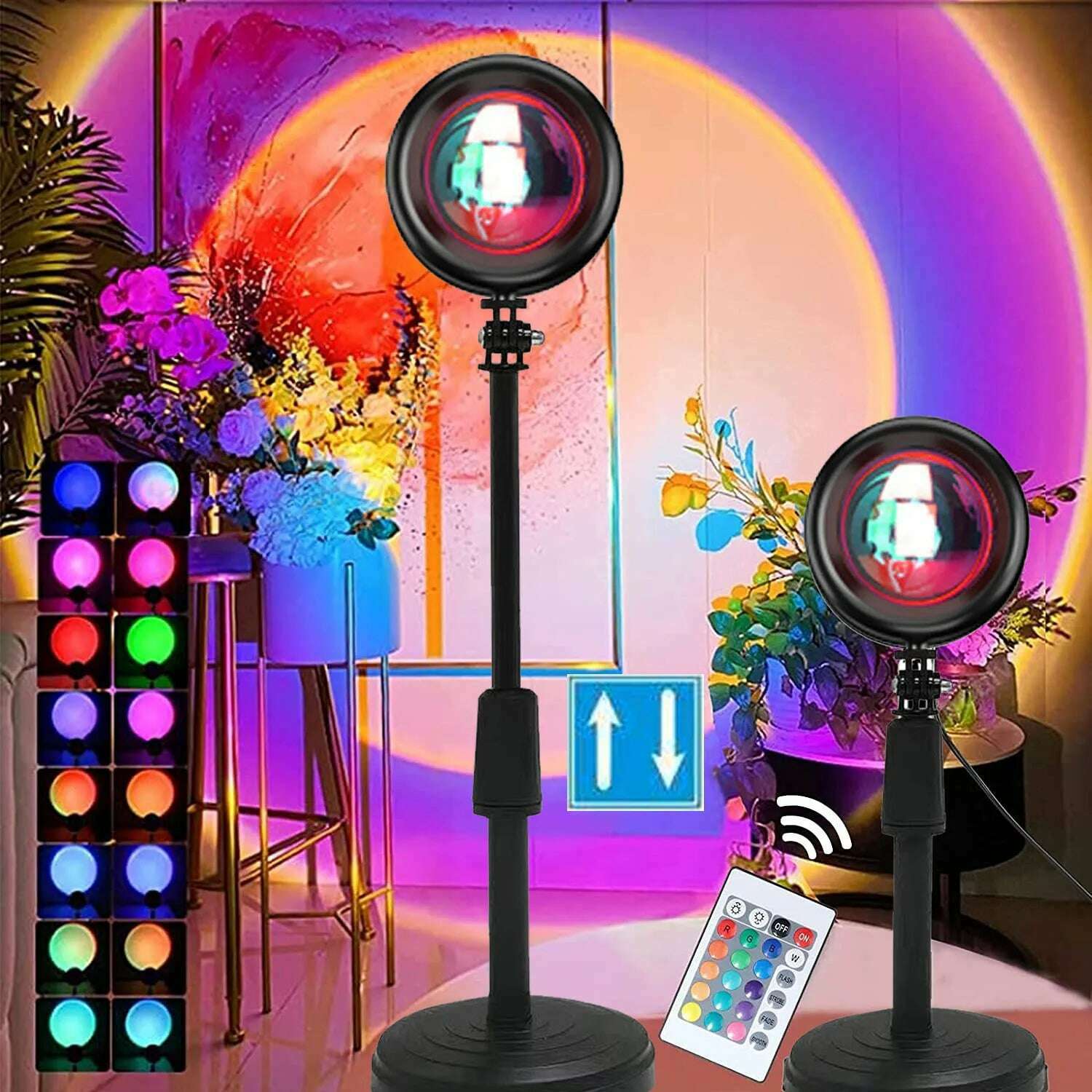 Rainbow Atmosphere Sunset Projector Lamp Night Light Sunset Light For Bedroom Room Decoration Background Wall Tiktok Table Lamp - KIMLUD