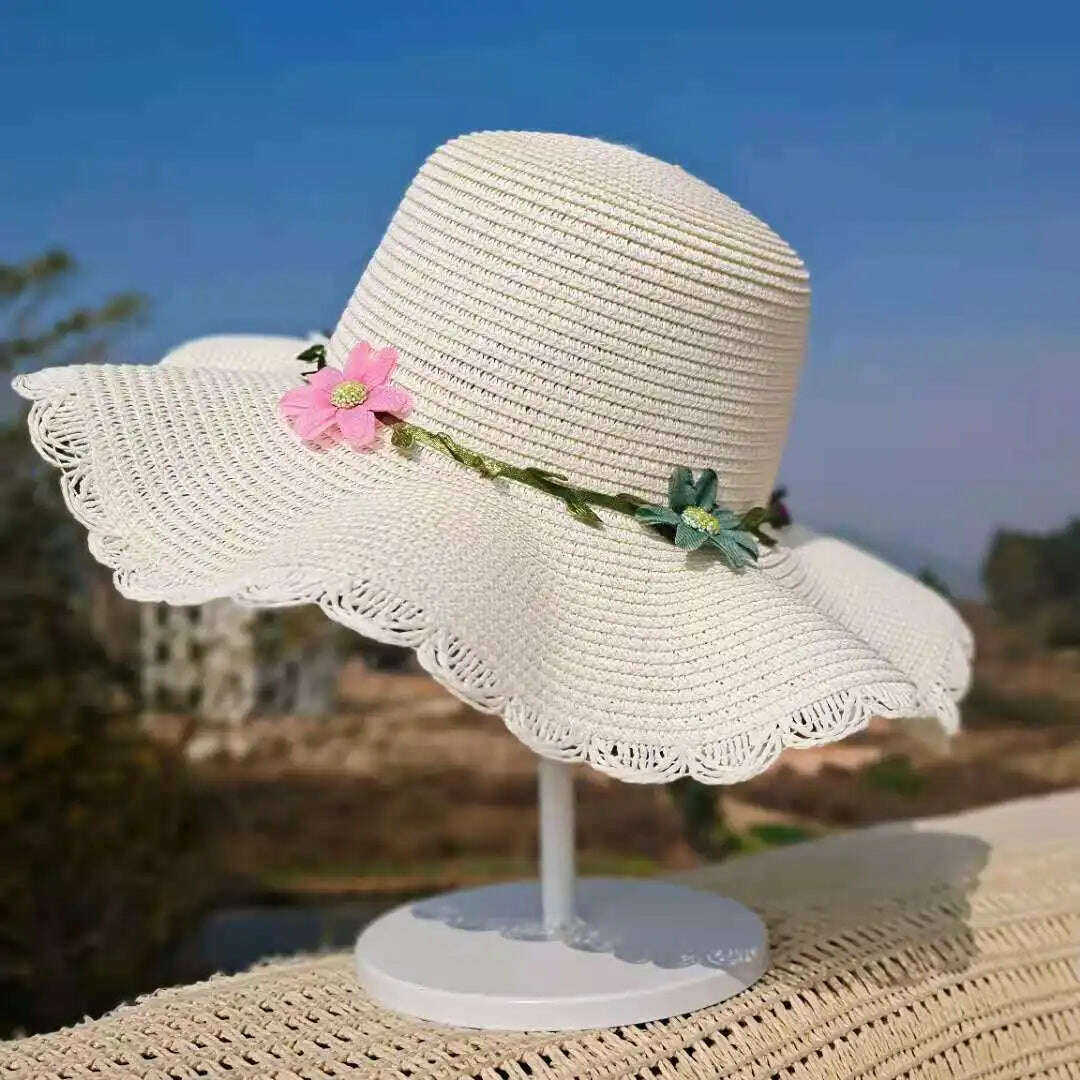 Rainbow Hat Women's Colorful Big Eave Straw Hat Summer Sunscreen Sunshade Hat Tourism Sun Hat Beach Hat Wholesale - KIMLUD
