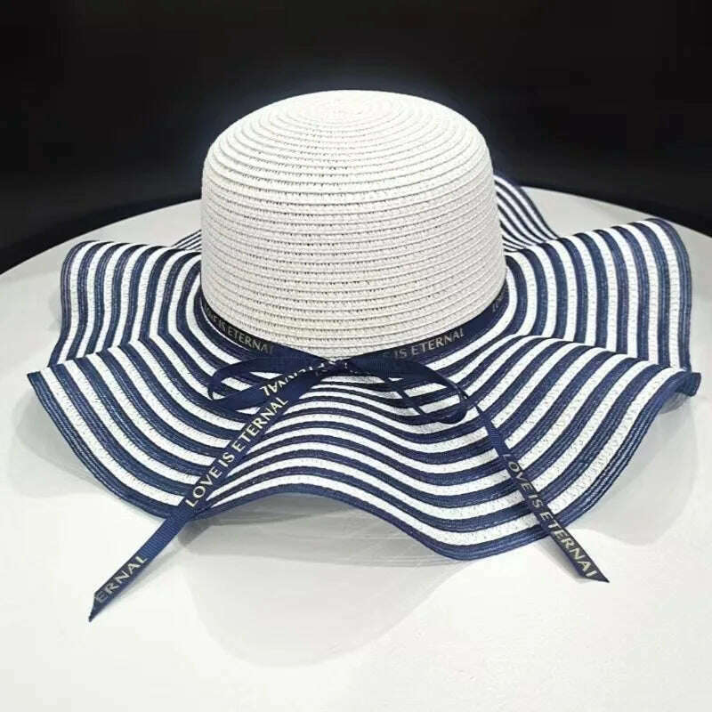 Rainbow Hat Women's Colorful Big Eave Straw Hat Summer Sunscreen Sunshade Hat Tourism Sun Hat Beach Hat Wholesale - KIMLUD