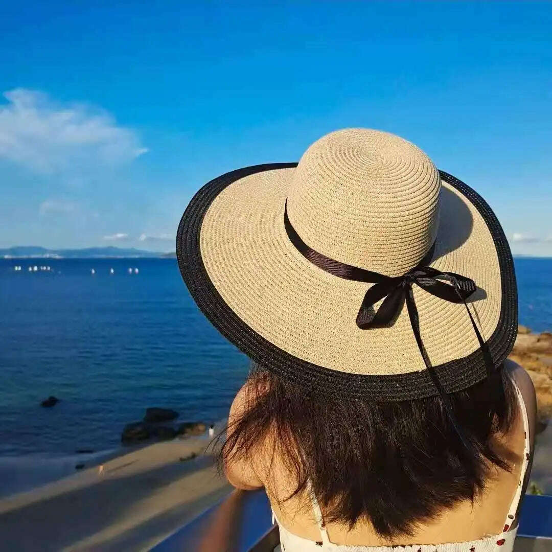 KIMLUD, Rainbow Hat Women's Colorful Big Eave Straw Hat Summer Sunscreen Sunshade Hat Tourism Sun Hat Beach Hat Wholesale, 28 / 56-58cm / CHINA, KIMLUD Womens Clothes