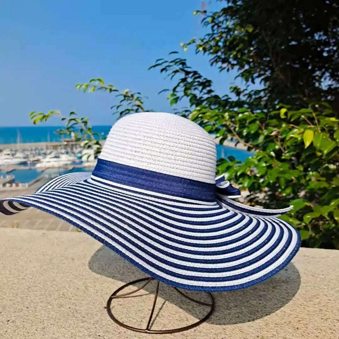 Rainbow Hat Women's Colorful Big Eave Straw Hat Summer Sunscreen Sunshade Hat Tourism Sun Hat Beach Hat Wholesale - KIMLUD