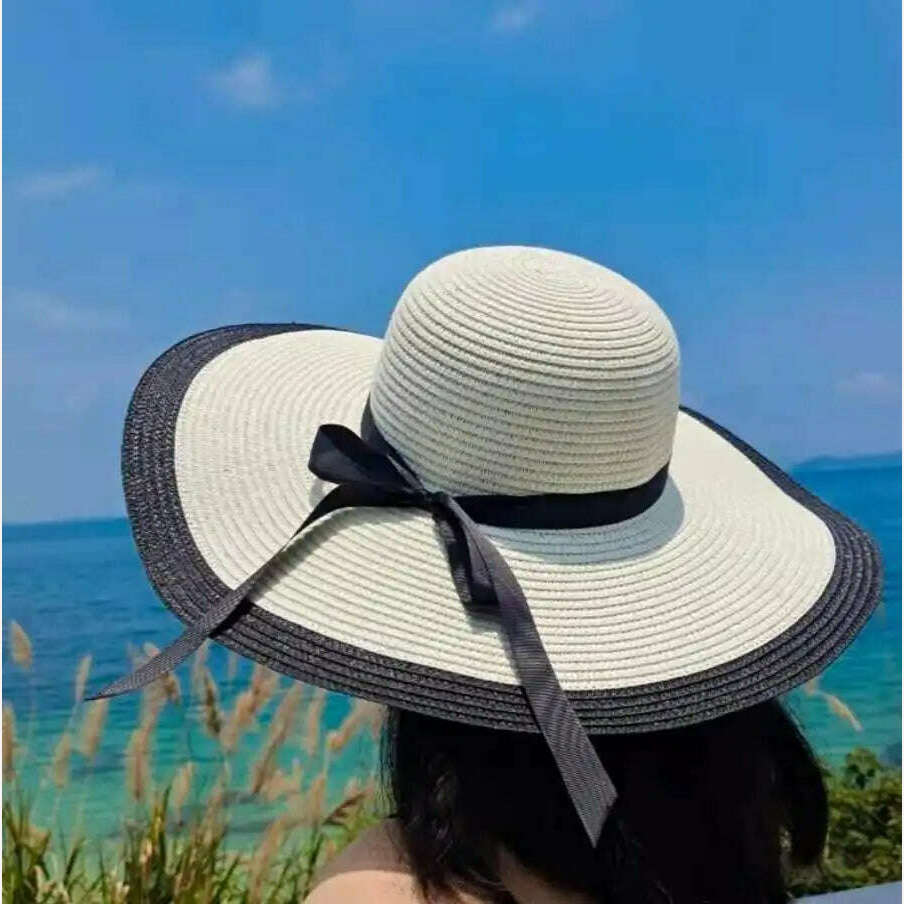 Rainbow Hat Women's Colorful Big Eave Straw Hat Summer Sunscreen Sunshade Hat Tourism Sun Hat Beach Hat Wholesale - KIMLUD