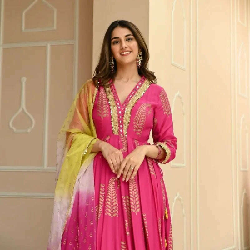 Rayon Designer India Pakistan Pink Salwar Kameez Dress Party Suit Wedding - KIMLUD