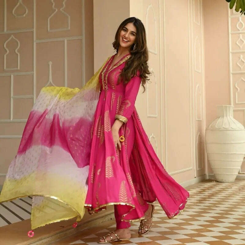 Rayon Designer India Pakistan Pink Salwar Kameez Dress Party Suit Wedding - KIMLUD