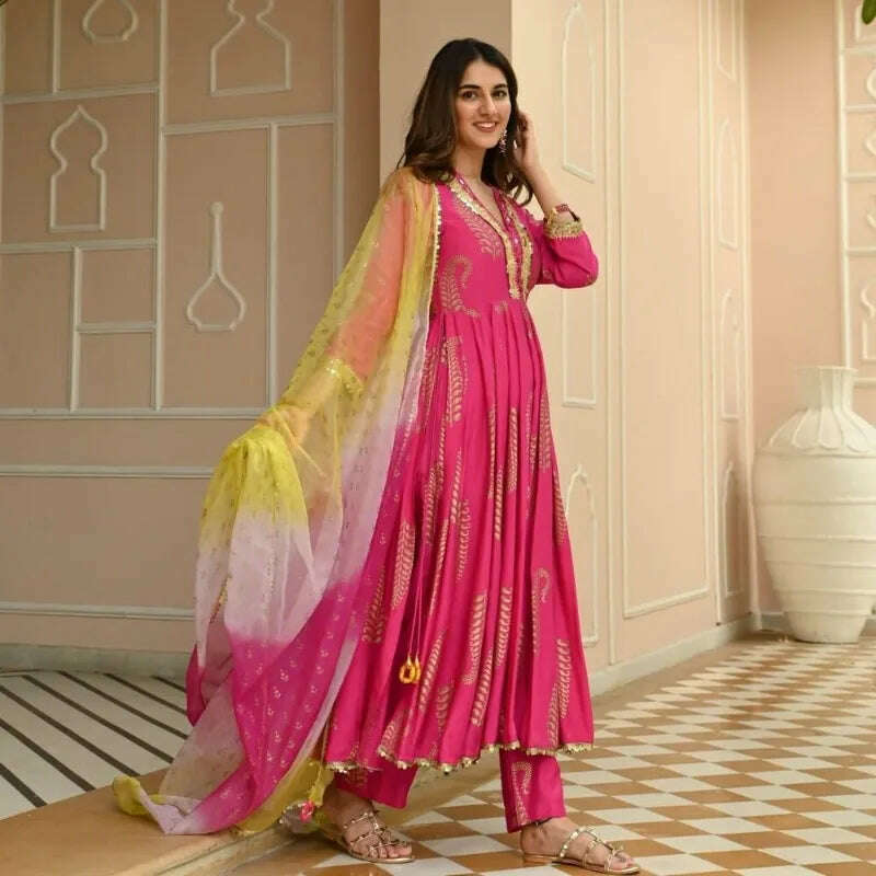 Rayon Designer India Pakistan Pink Salwar Kameez Dress Party Suit Wedding - KIMLUD