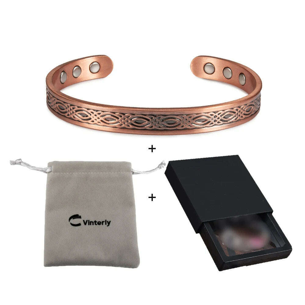 KIMLUD, Real Copper Magnetic Bracelet for Women Adjustable Vintage Viking Pure Copper Bracelet & Bangles Cuff Copper Magnetic Bracelet, bag box, KIMLUD APPAREL - Womens Clothes