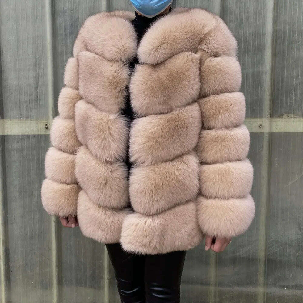KIMLUD, Real fur coats Women Natural Real Fur Jackets Vest Winter Outerwear Women fox fur coat high quality fur Clothes, Golden Beige / 6XL(85-89kg), KIMLUD APPAREL - Womens Clothes