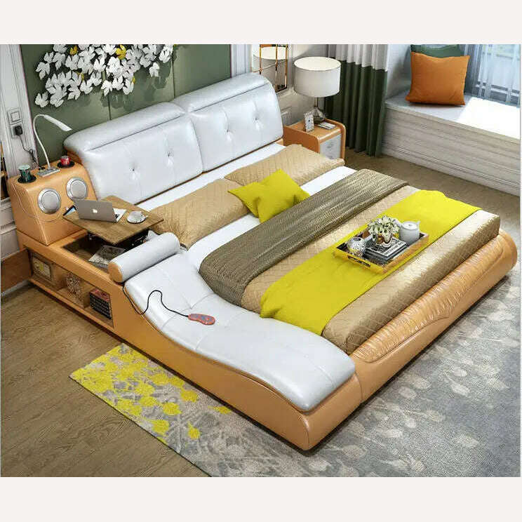 KIMLUD, Real Genuine leather bed frame massage Soft Beds Home Bedroom Furniture camas lit muebles de dormitorio yatak mobilya quarto bet, Default Title, KIMLUD Womens Clothes