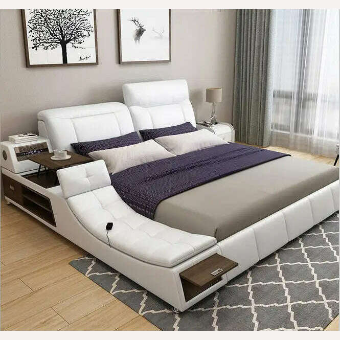KIMLUD, Real Genuine leather bed Soft Beds Bedroom camas lit muebles de dormitorio yatak mobilya quarto air cleaner  massage storage, Default Title, KIMLUD Womens Clothes