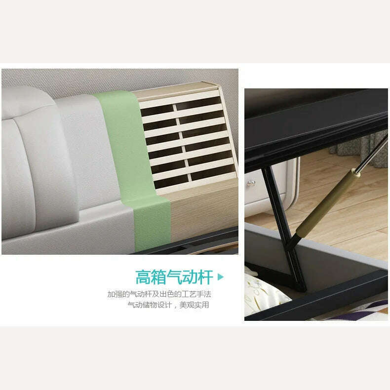 KIMLUD, Real Genuine leather bed Soft Beds Bedroom camas lit muebles de dormitorio yatak mobilya quarto air cleaner massage storage, KIMLUD Womens Clothes