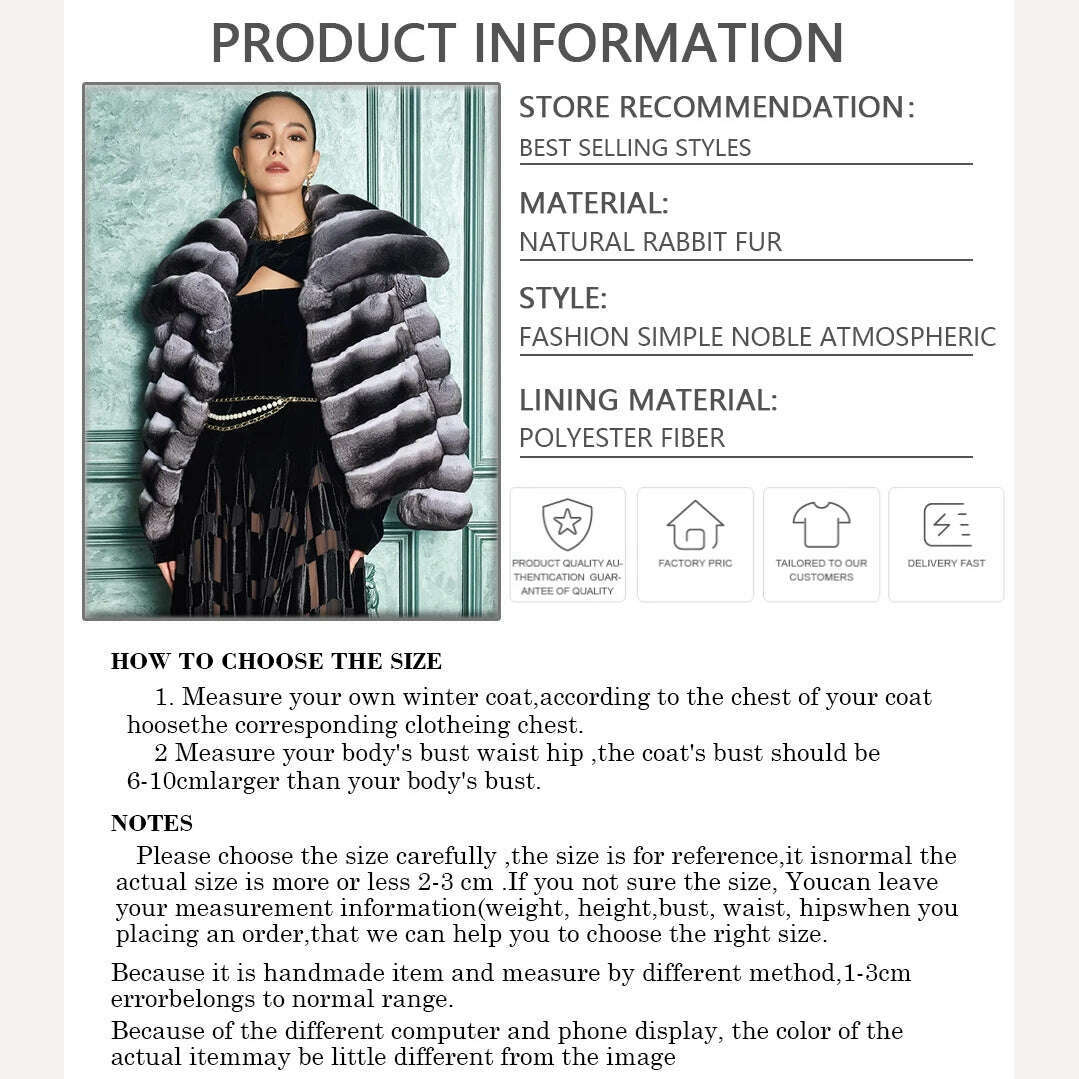 KIMLUD, Real Rex Rabbit Fur Coat Chinchilla Jacket Short Fur Coat With Lapel Luxury Winter Natural Fur Coat, KIMLUD Womens Clothes