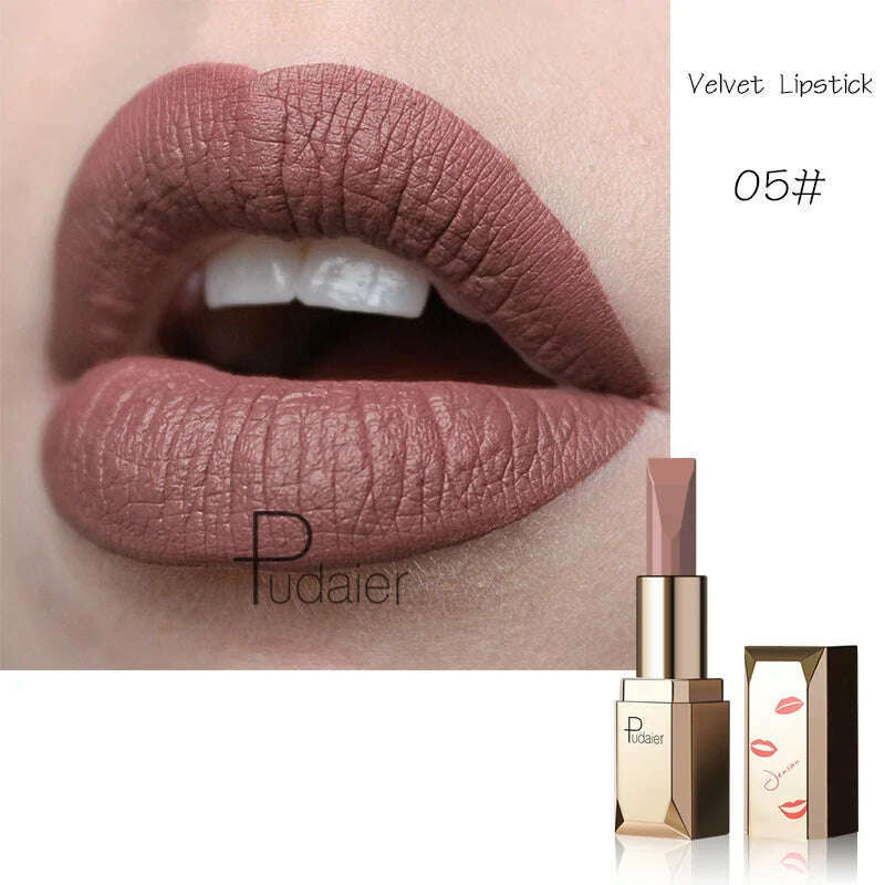 KIMLUD, Red Matte Lipstick Waterproof Lip Makeup 26 Colors Long Lasting Moisturizer Lip Tint Nude Pink Black Velvet Nude Matte Lipsticks, KIMLUD Womens Clothes