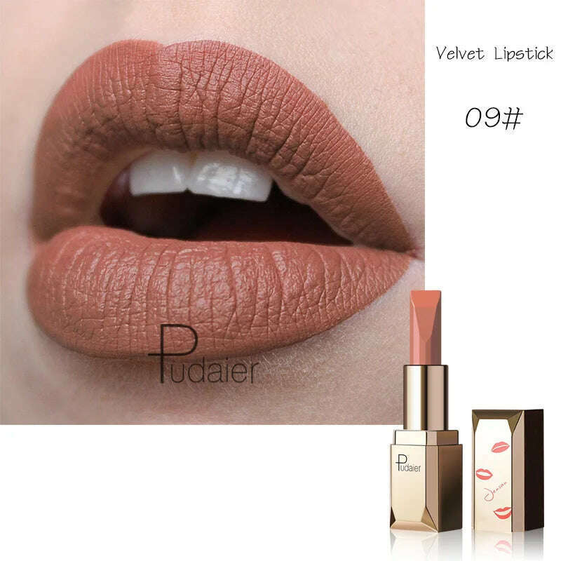 KIMLUD, Red Matte Lipstick Waterproof Lip Makeup 26 Colors Long Lasting Moisturizer Lip Tint Nude Pink Black Velvet Nude Matte Lipsticks, 9, KIMLUD APPAREL - Womens Clothes