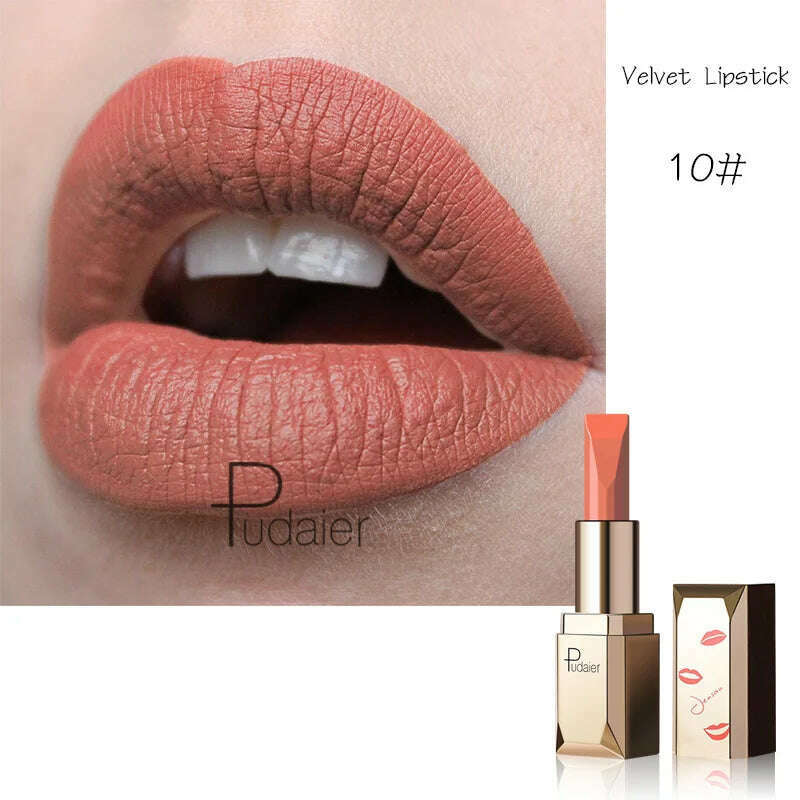 KIMLUD, Red Matte Lipstick Waterproof Lip Makeup 26 Colors Long Lasting Moisturizer Lip Tint Nude Pink Black Velvet Nude Matte Lipsticks, 10, KIMLUD APPAREL - Womens Clothes