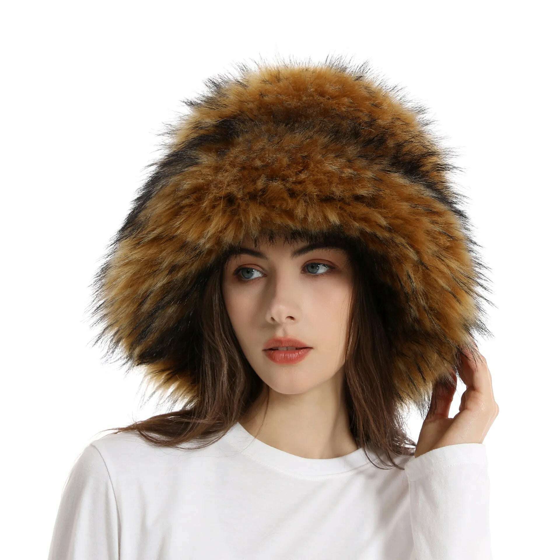 KIMLUD, Red plush Bucket hat women's elegant autumn and winter fur bamboo hat Korean version advanced thermal cap cap 2023 large size, 18 / 58-60cm / CHINA, KIMLUD APPAREL - Womens Clothes