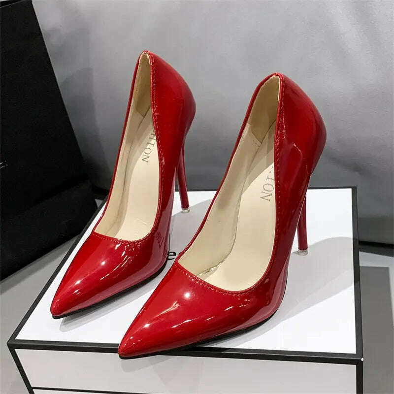 KIMLUD, Red yellow pink High Heels Women Shoes Red Sole Stiletto High Heels Sexy Pointed Toe 12cm Pumps Wedding Dress Shoes Nightclub, red / 10.5, KIMLUD APPAREL - Womens Clothes