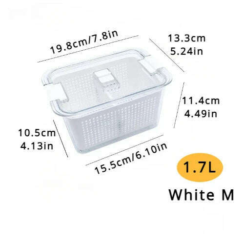 KIMLUD, Refrigerator Preservation Storage Box Drain Basket Storage Containers Sealed Box Vegetable and Fruit Food Grade Drain Box, KIMLUD Womens Clothes