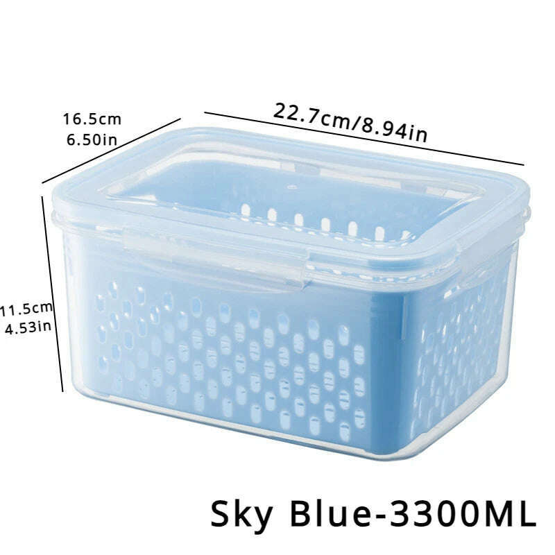 KIMLUD, Refrigerator Preservation Storage Box Drain Basket Storage Containers Sealed Box Vegetable and Fruit Food Grade Drain Box, KIMLUD Womens Clothes