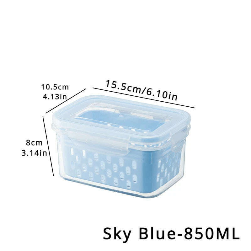KIMLUD, Refrigerator Preservation Storage Box Drain Basket Storage Containers Sealed Box Vegetable and Fruit Food Grade Drain Box, KIMLUD Womens Clothes