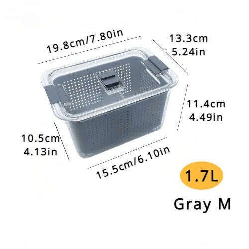 KIMLUD, Refrigerator Preservation Storage Box Drain Basket Storage Containers Sealed Box Vegetable and Fruit Food Grade Drain Box, KIMLUD Womens Clothes