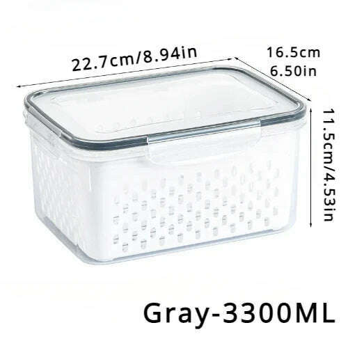 KIMLUD, Refrigerator Preservation Storage Box Drain Basket Storage Containers Sealed Box Vegetable and Fruit Food Grade Drain Box, KIMLUD Womens Clothes