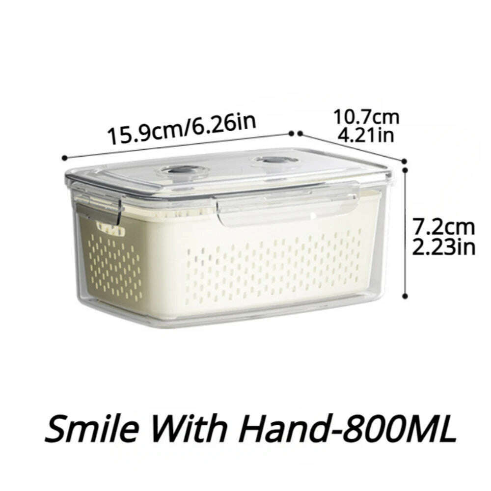 KIMLUD, Refrigerator Preservation Storage Box Drain Basket Storage Containers Sealed Box Vegetable and Fruit Food Grade Drain Box, KIMLUD Womens Clothes