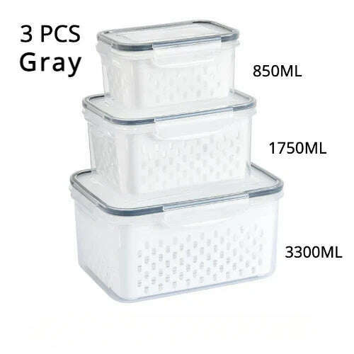 KIMLUD, Refrigerator Preservation Storage Box Drain Basket Storage Containers Sealed Box Vegetable and Fruit Food Grade Drain Box, KIMLUD Womens Clothes