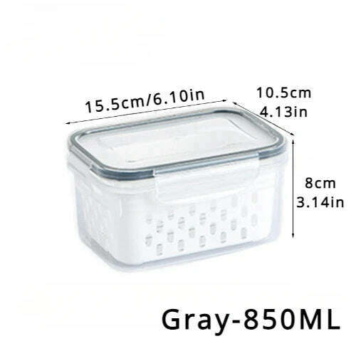 KIMLUD, Refrigerator Preservation Storage Box Drain Basket Storage Containers Sealed Box Vegetable and Fruit Food Grade Drain Box, KIMLUD Womens Clothes
