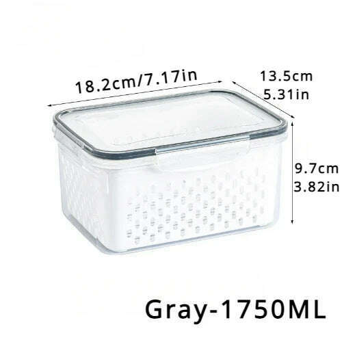 KIMLUD, Refrigerator Preservation Storage Box Drain Basket Storage Containers Sealed Box Vegetable and Fruit Food Grade Drain Box, KIMLUD Womens Clothes