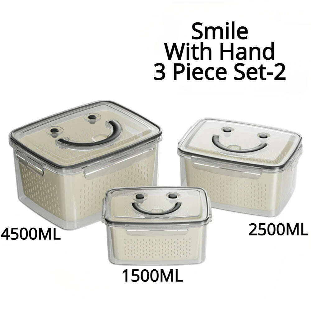 KIMLUD, Refrigerator Preservation Storage Box Drain Basket Storage Containers Sealed Box Vegetable and Fruit Food Grade Drain Box, KIMLUD Womens Clothes