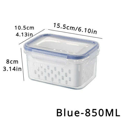 KIMLUD, Refrigerator Preservation Storage Box Drain Basket Storage Containers Sealed Box Vegetable and Fruit Food Grade Drain Box, KIMLUD Womens Clothes