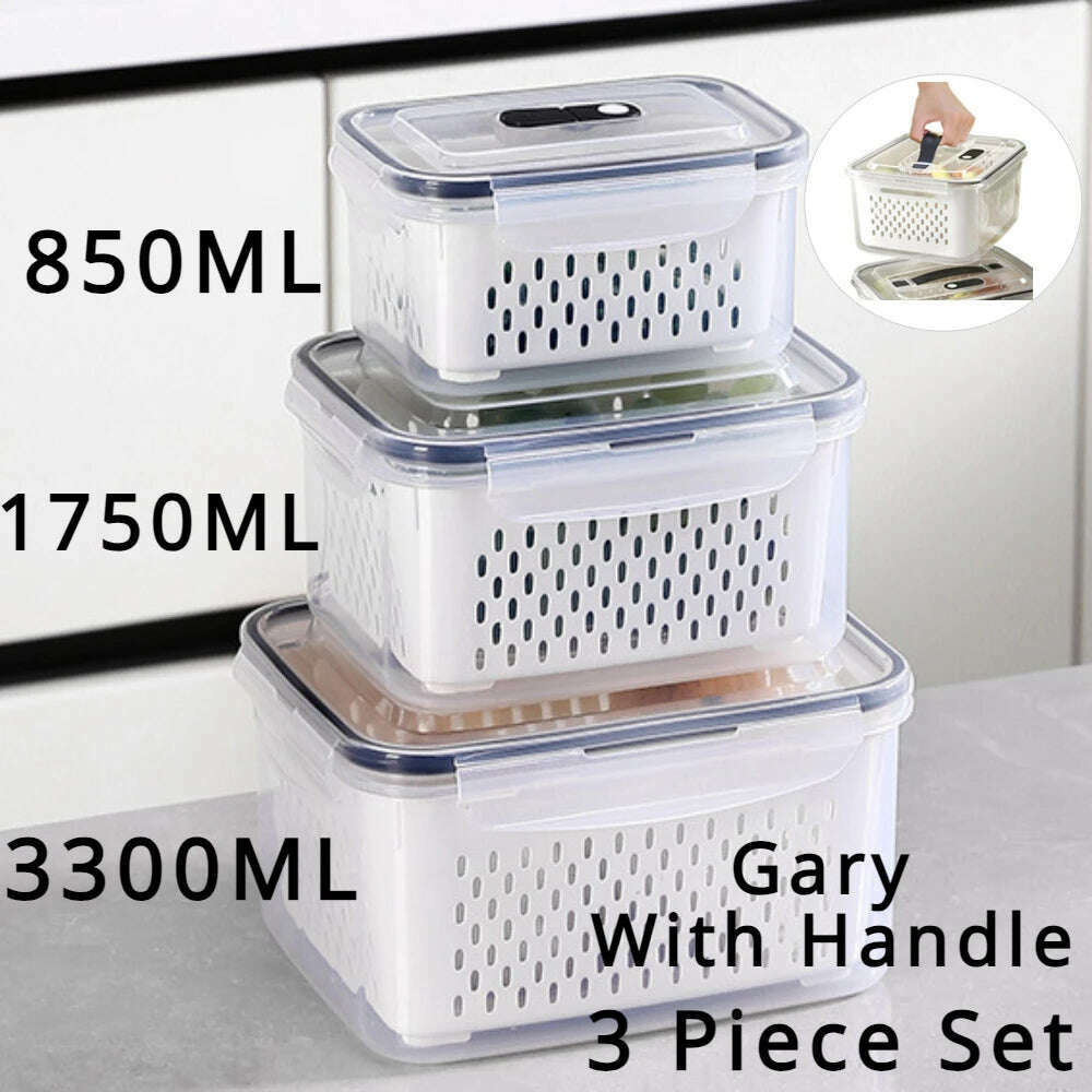 KIMLUD, Refrigerator Preservation Storage Box Drain Basket Storage Containers Sealed Box Vegetable and Fruit Food Grade Drain Box, KIMLUD Womens Clothes