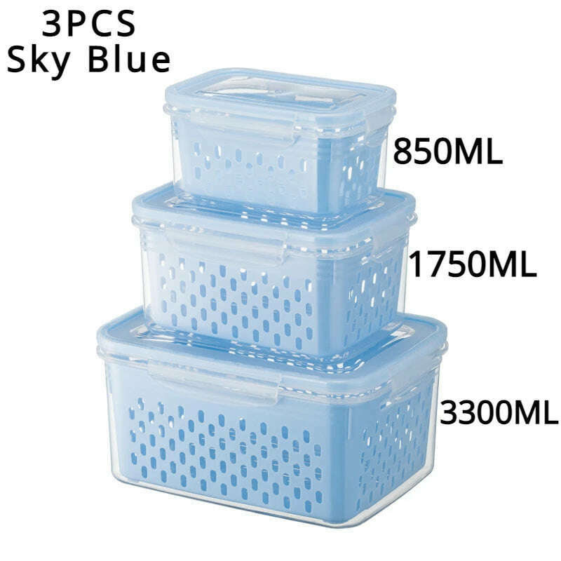 KIMLUD, Refrigerator Preservation Storage Box Drain Basket Storage Containers Sealed Box Vegetable and Fruit Food Grade Drain Box, KIMLUD Womens Clothes