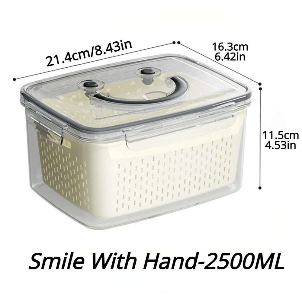 KIMLUD, Refrigerator Preservation Storage Box Drain Basket Storage Containers Sealed Box Vegetable and Fruit Food Grade Drain Box, KIMLUD Womens Clothes