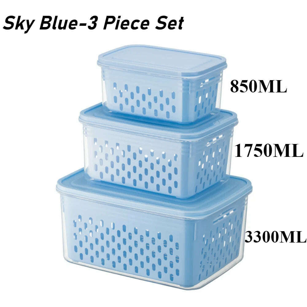 KIMLUD, Refrigerator Preservation Storage Box Drain Basket Storage Containers Sealed Box Vegetable and Fruit Food Grade Drain Box, KIMLUD Womens Clothes