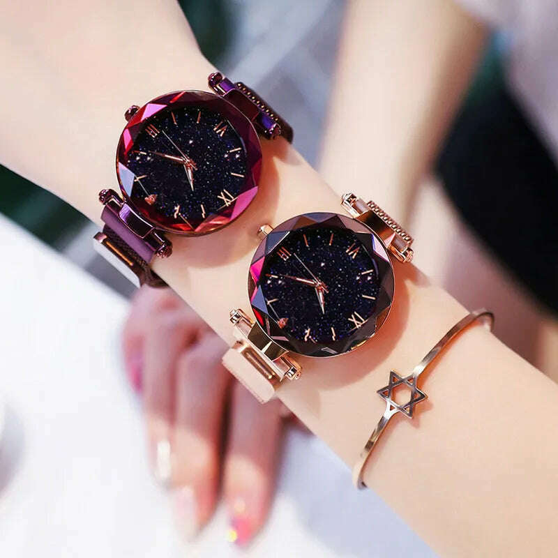 Reloj Mujer Luxury Starry Sky Women Watches Magnetic Mesh Belt Band Watch Women's Fashion Dress Wristwatch Zegarek Damski - KIMLUD