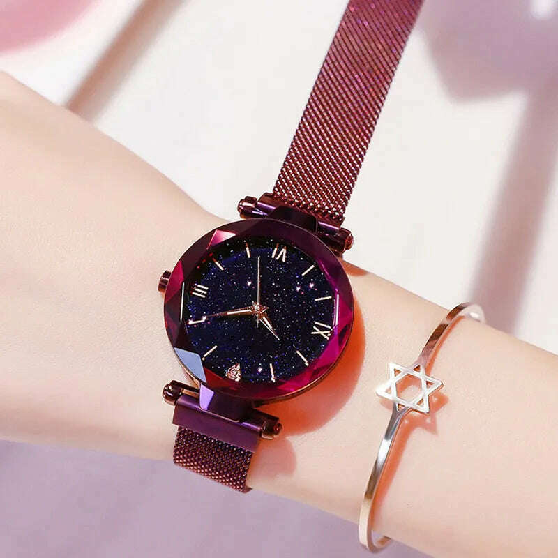 Reloj Mujer Luxury Starry Sky Women Watches Magnetic Mesh Belt Band Watch Women's Fashion Dress Wristwatch Zegarek Damski - KIMLUD