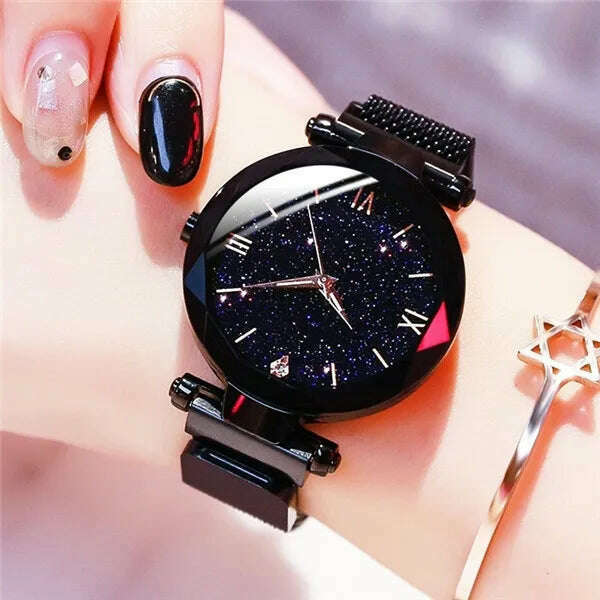 Reloj Mujer Luxury Starry Sky Women Watches Magnetic Mesh Belt Band Watch Women's Fashion Dress Wristwatch Zegarek Damski - KIMLUD