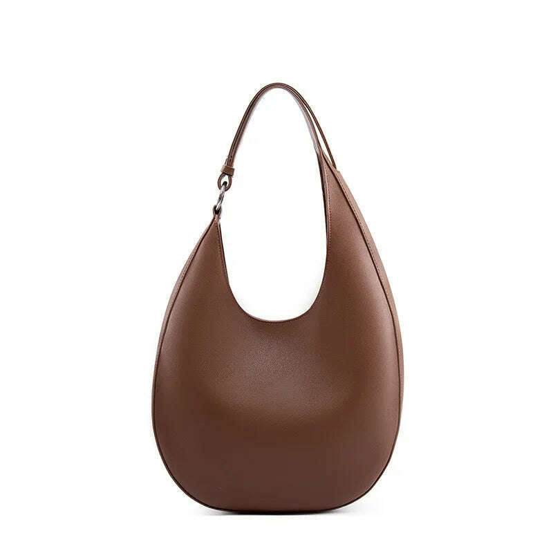 KIMLUD, Retro 2024 New Luxury Designer Genuine Leather Women's Handbag, High Quality Versatile Casual Ladies Shoulder Underarm Moon Bag, Coffee / (30cm<Max Length<50cm), KIMLUD APPAREL - Womens Clothes