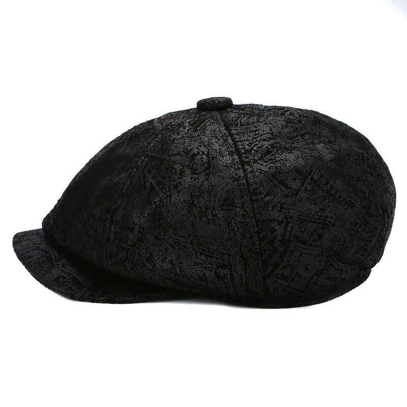 Retro Boina Men Beret Hats Unisex Genuine Leather Suede Octagonal Caps Male Rrinted Patten Breathable Gatsby Gorra Dropshipping - KIMLUD