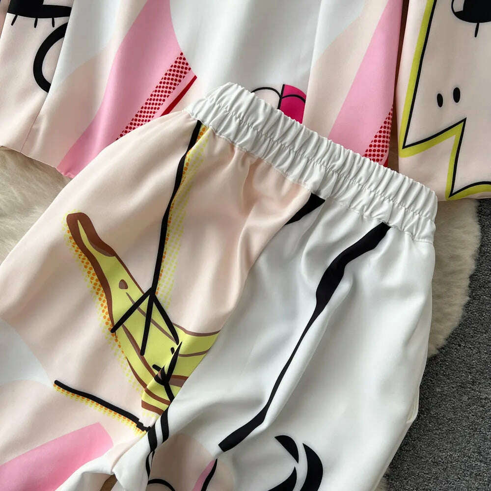 KIMLUD, Retro Fashion Abstract Printing Blazer&Pants Two Piece Set Women outfits Professional Long Sleeve Jacket Trousers Suits Female, KIMLUD Womens Clothes