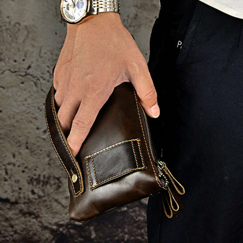 KIMLUD, Retro Men Fanny Waist Pack For Men Genuine Leather Real Chest Hip Belt Bag Casual Male Clutch Purse Bags, KIMLUD Womens Clothes