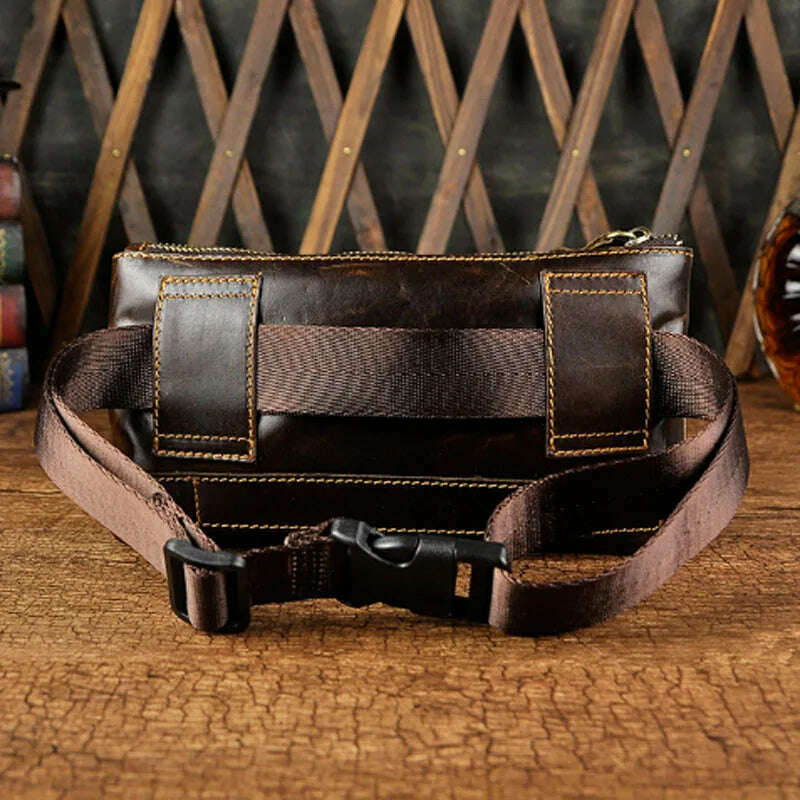 KIMLUD, Retro Men Fanny Waist Pack For Men Genuine Leather Real Chest Hip Belt Bag Casual Male Clutch Purse Bags, KIMLUD Womens Clothes
