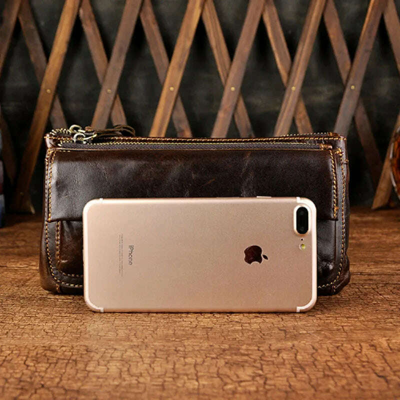 KIMLUD, Retro Men Fanny Waist Pack For Men Genuine Leather Real Chest Hip Belt Bag Casual Male Clutch Purse Bags, KIMLUD Womens Clothes