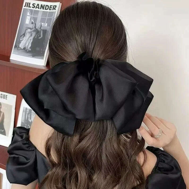 Retro Vintage Big Bow Hair Claw Clips Barrette Hairpin for Women Girls for Holiday Gift Hair Accessories Headwear Ornament Bow - KIMLUD