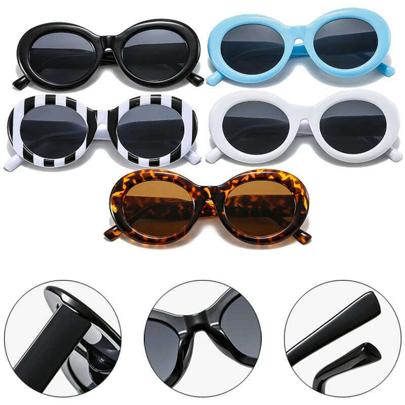 KIMLUD, Retro Zebra Stripe Print Oval Women Sunglasses Classic Round Sun Glasses Men 2022 New Vintage Luxury Fashion Decorative Eyewear, KIMLUD Womens Clothes