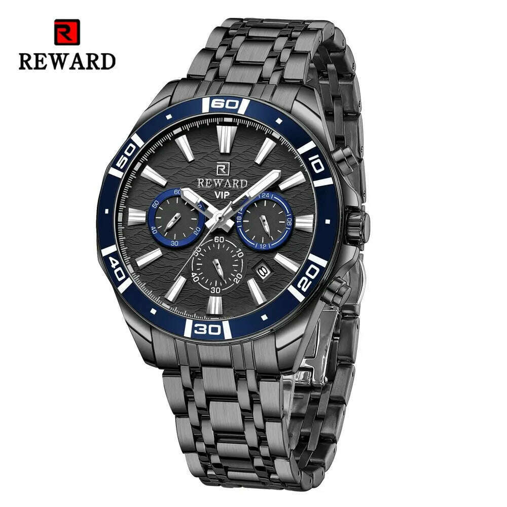 KIMLUD, REWARD Fashion Casual Watch for Men Stainless Quartz Wristwatch Waterproof Chronograph Luminous Date Business Mens Wrist Watches, RD81134M-I, KIMLUD APPAREL - Womens Clothes