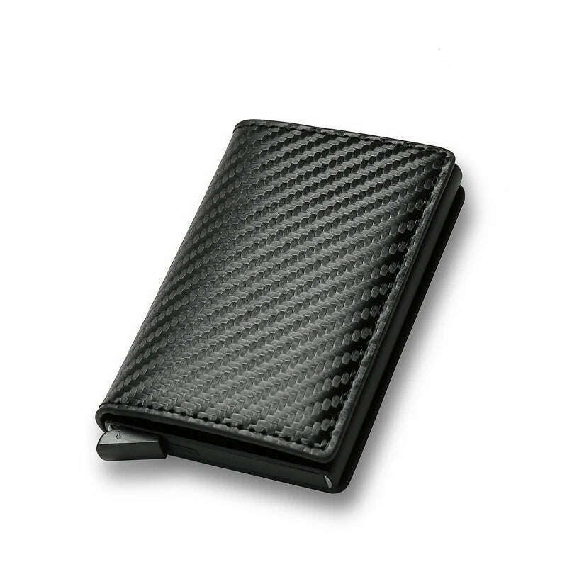 KIMLUD, Rfid Aluminum Men Wallet Card Holders Purse Carbon Fiber Men Business Slim Thin Smart Wallet Credit Cardholder Case Note Holder, Carbon Black, KIMLUD APPAREL - Womens Clothes