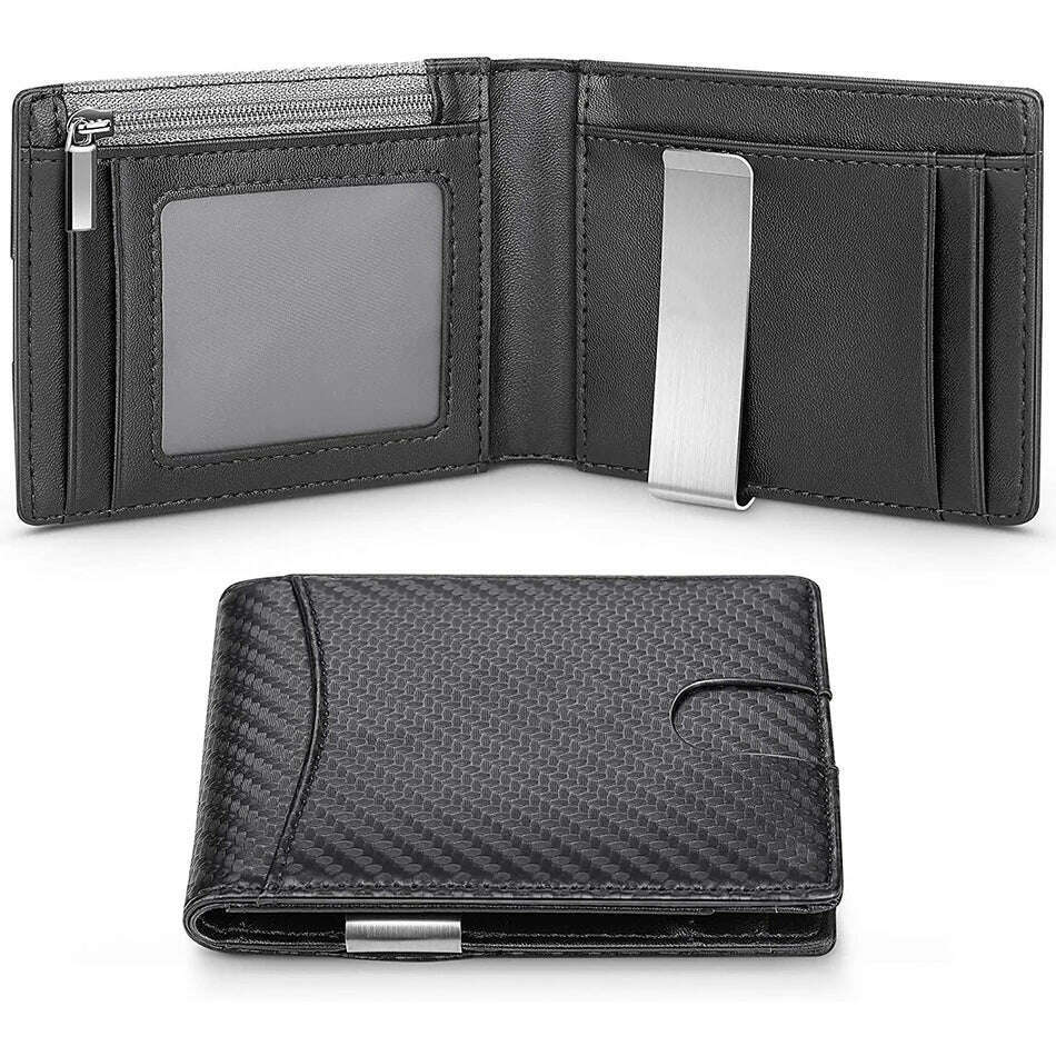 KIMLUD, Rfid Business Card Holder Smart Wallets for Men Carbon Fiber Slim Thin Minimalist Wallet Custom Personalized Gift EDC, Carbon Black, KIMLUD Womens Clothes