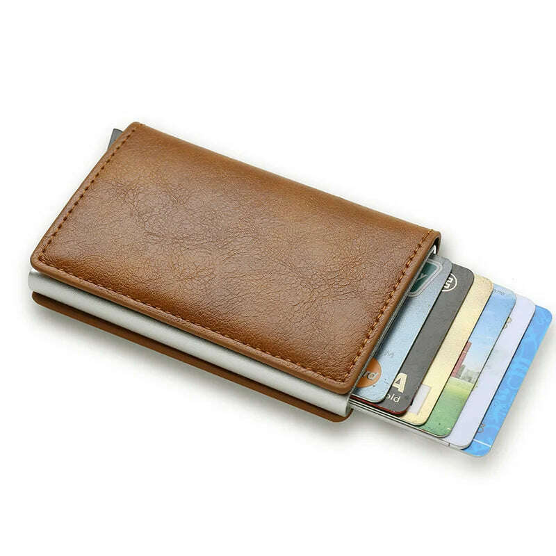 KIMLUD, Rfid Credit Card Holder Men Wallets Bank Cardholder Case Small Leather Slim Thin Magic Mini Wallet Smart Minimalist Wallet 2023, KIMLUD Womens Clothes